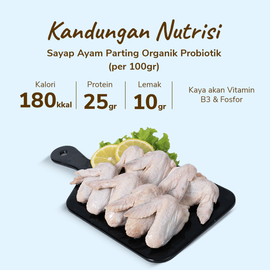 Sayap Ayam Parting Organik Probiotik Hona Farm 500gram
