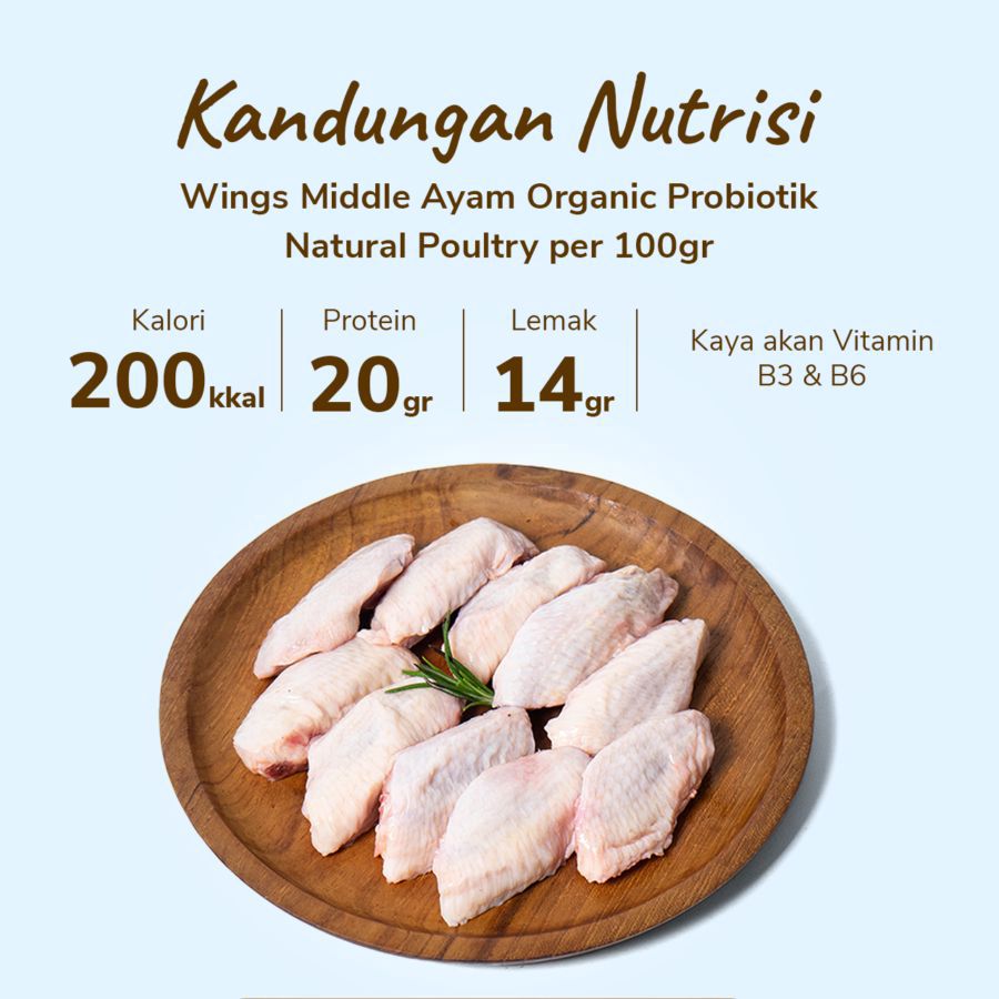 Wings Middle Ayam Organic Probiotik Natural Poultry 200gram