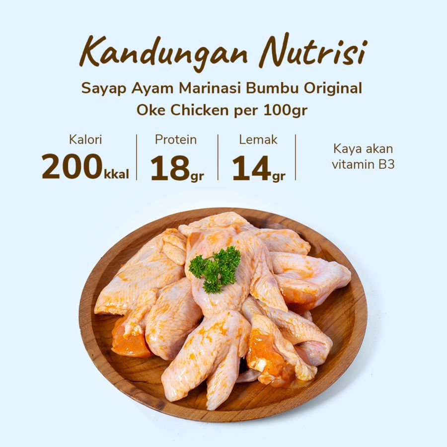 Sayap Ayam Marinasi Bumbu Original Oke Chicken 500gram
