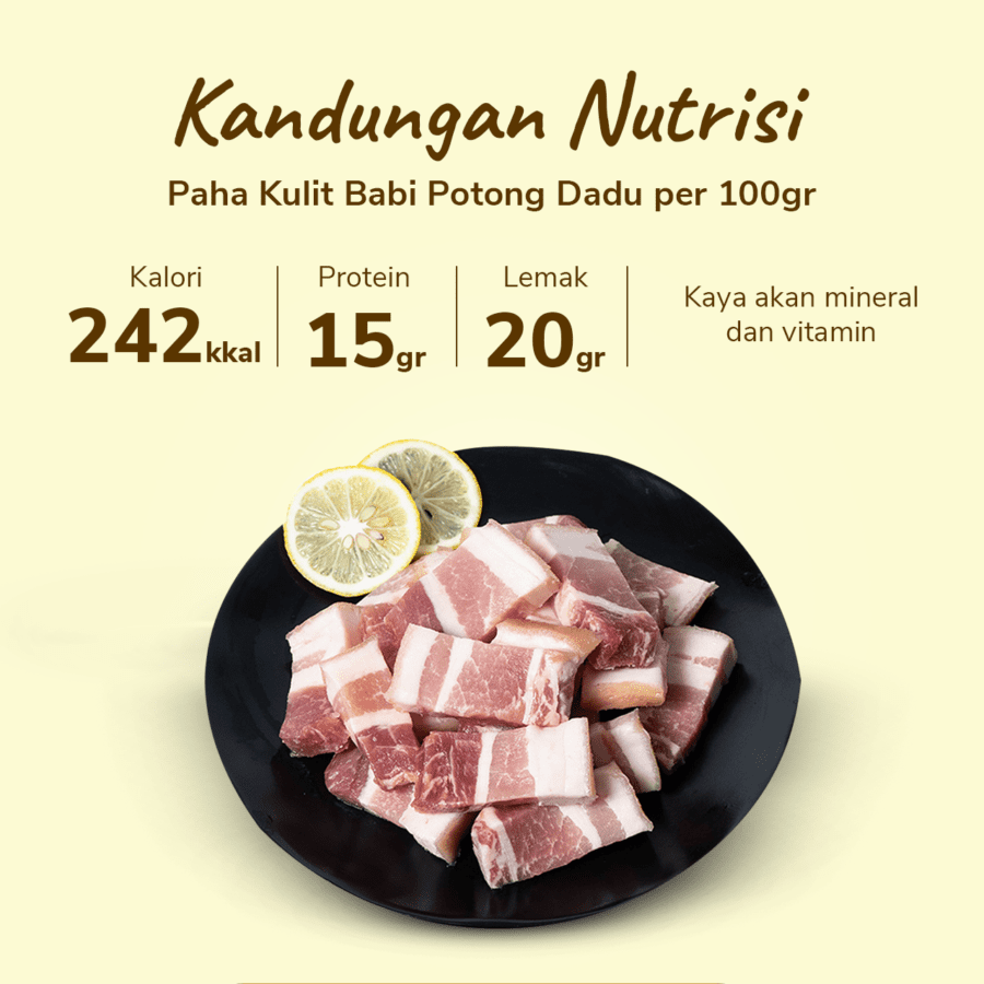 Paha Kulit Babi Potong Dadu 500gram