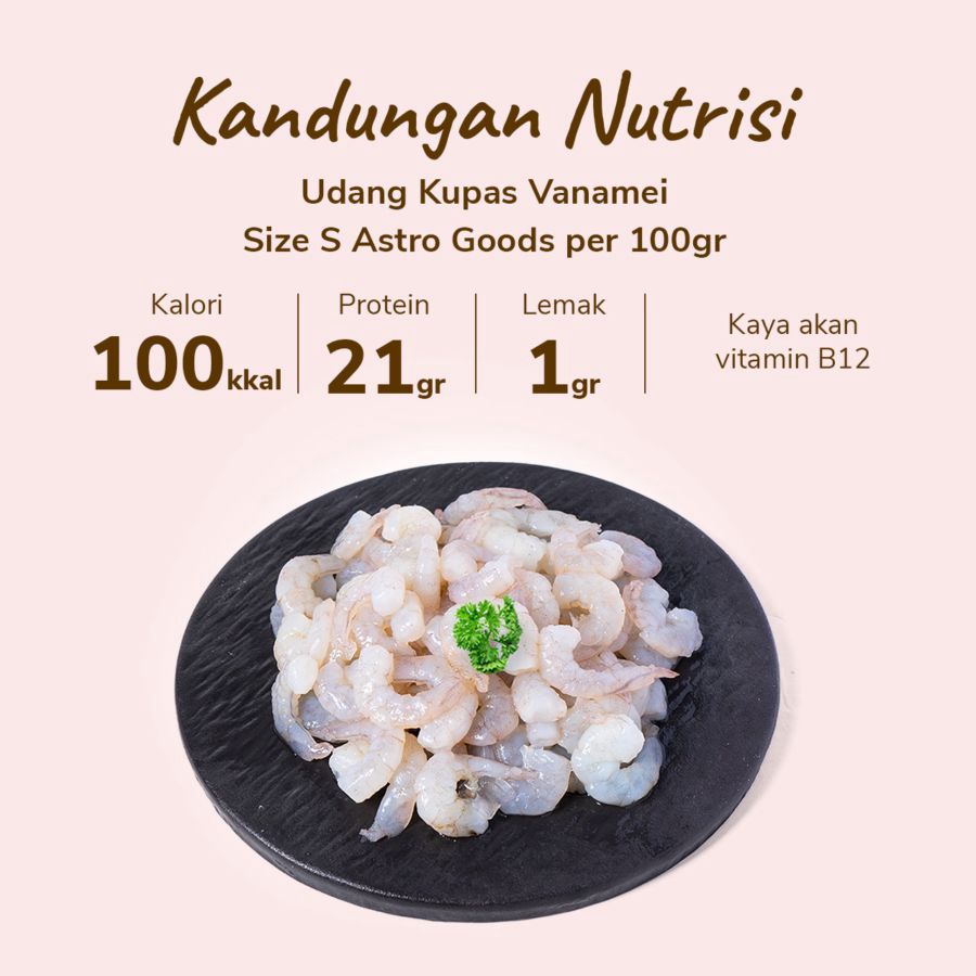 Udang Kupas Vanamei Size S Astro Farm 500gram