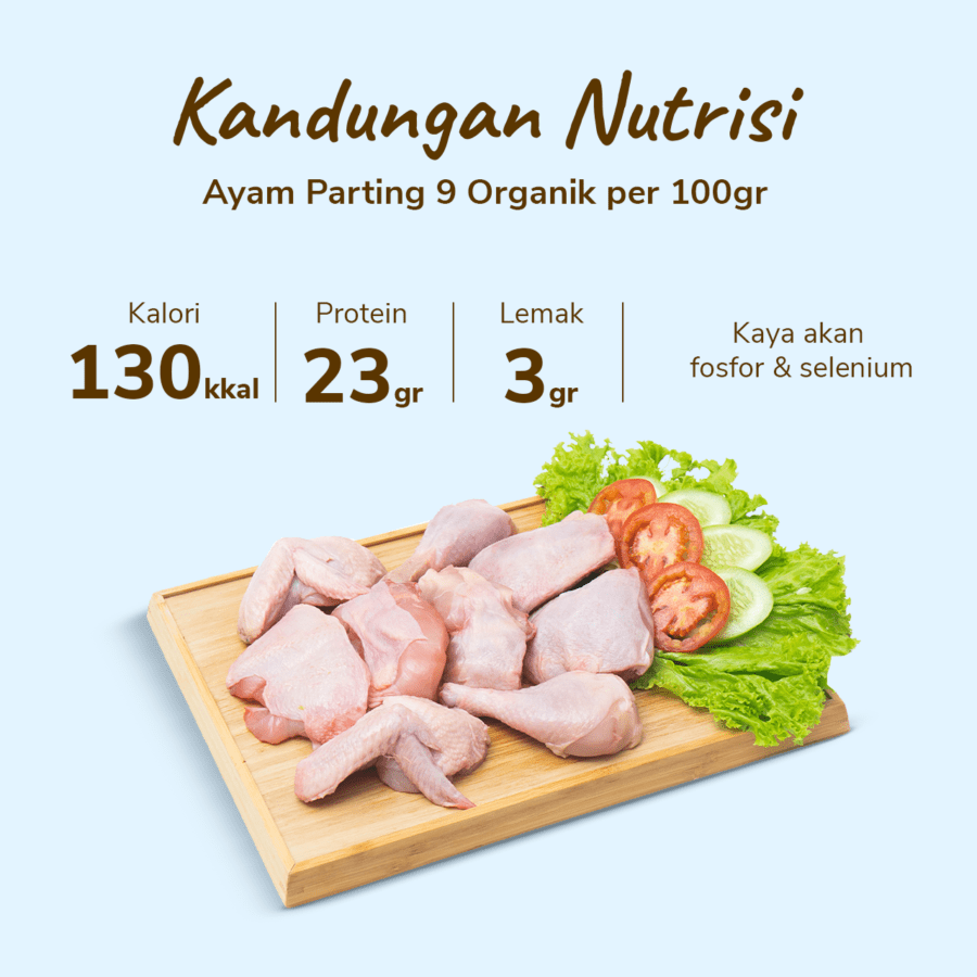 Ayam Organik Parting 9 Berkah Chicken 800-900gram