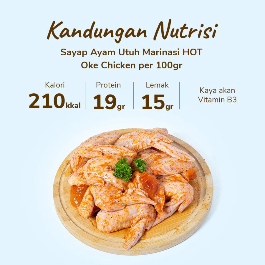 Sayap Ayam Utuh Marinasi HOT Oke Chicken 500gram