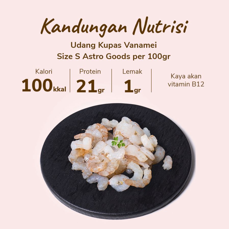 Udang Kupas Vanamei Size S Astro Farm 250gram