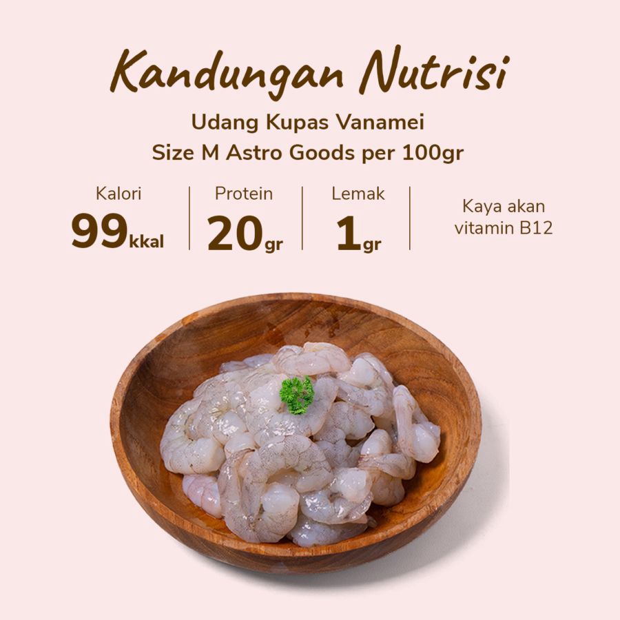 Udang Kupas Vanamei Size M Astro Farm 250gram