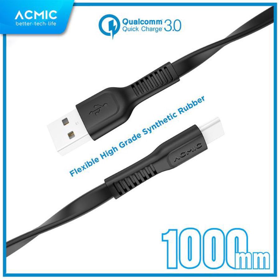 ACMIC Flexy Line Fast Charging Cable Type C 100 cm CFC100 Black 1pcs