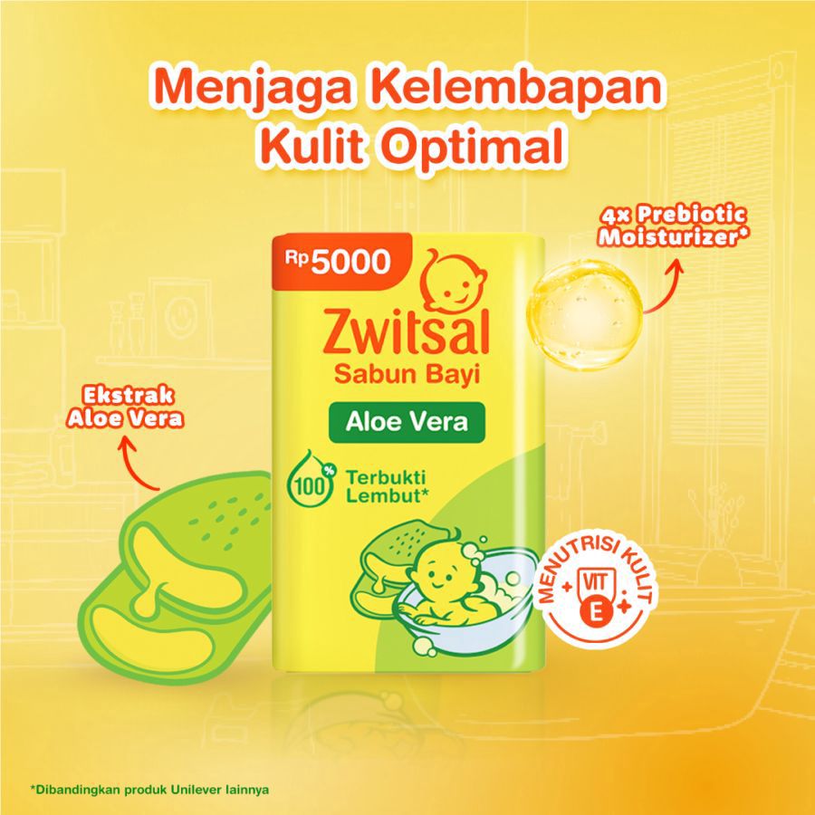 Zwitsal Baby Aloe Vera Soap Bar 4bar, 70gram