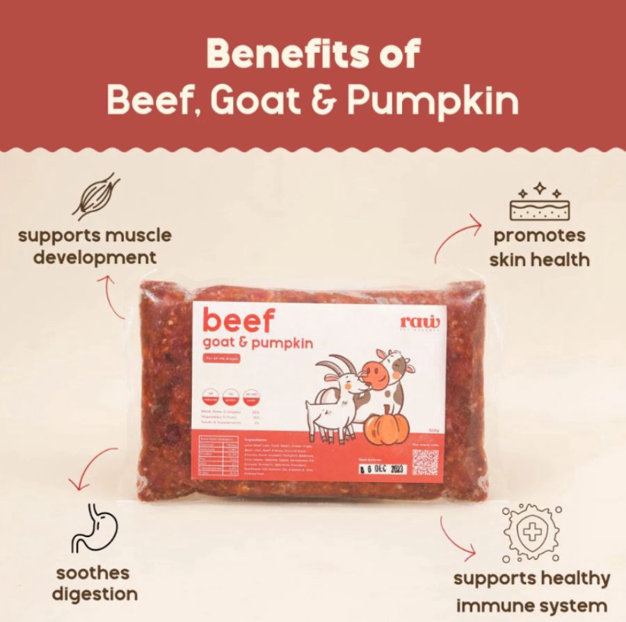 Raw Pet Gourmet Beef, Goat & Pumpkin Makanan Basah Anjing 500gram