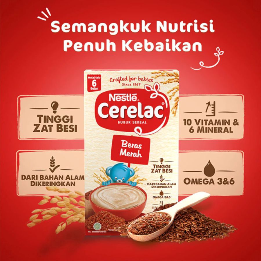 Nestle Cerelac Bubur Sereal Beras Merah MPASI 6+ Bulan 120gram