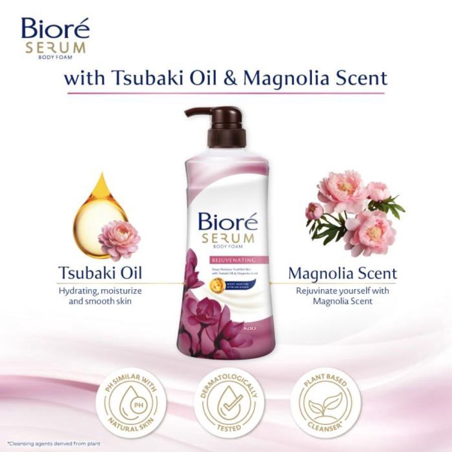 Biore Rejuvenating Tsubaki Oil & Magnolia Scent Serum Body Foam 550ml