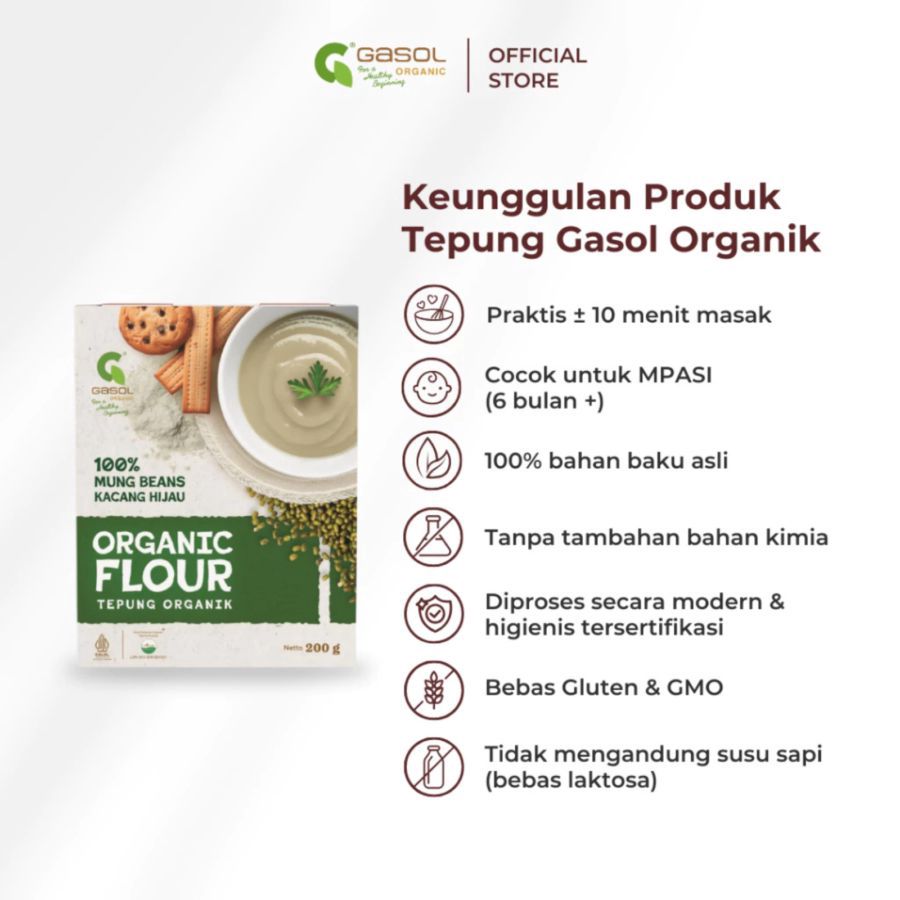 GASOL Organic Flour Mung Beans MPASI 200gram