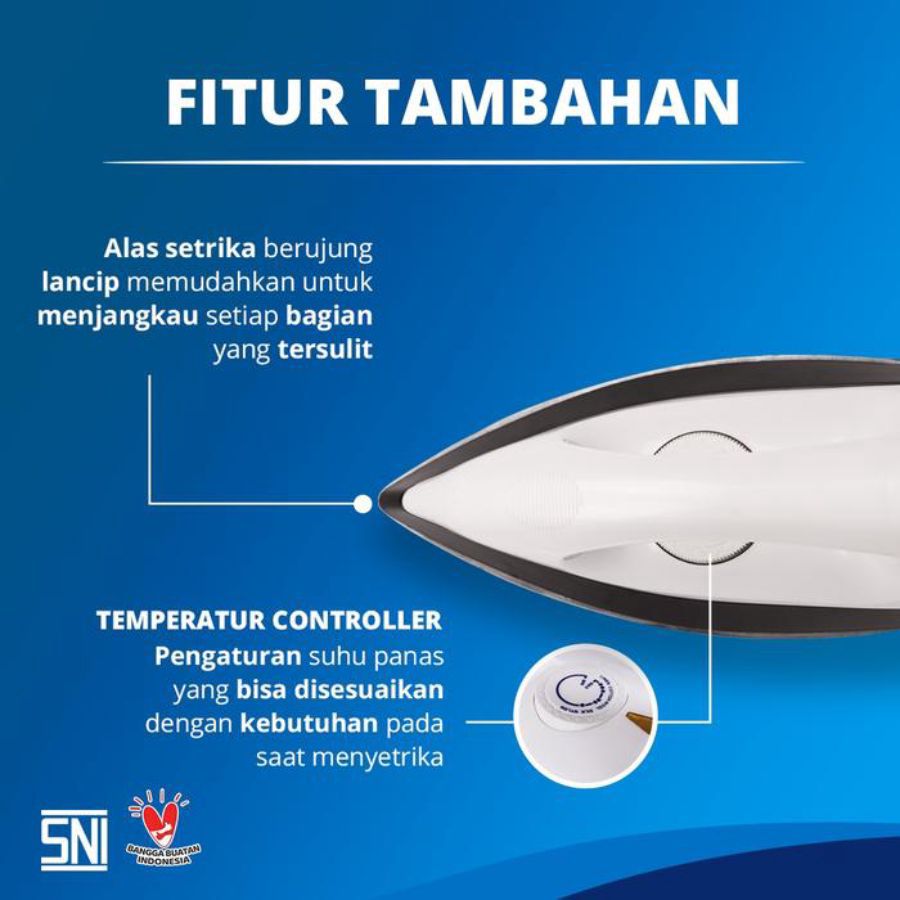 Miyako Setrika Pakaian Anti Lengket Pink 395 Watt EI1000MPK 1pcs