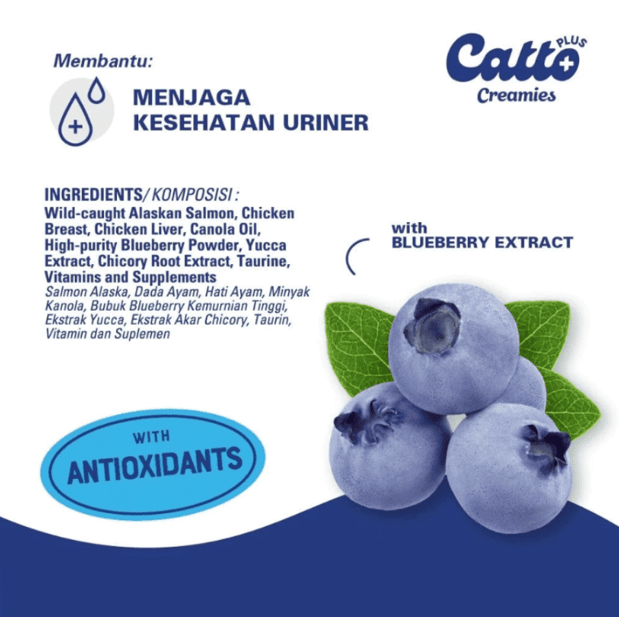 Catto Plus Creamies Salmon Urinary Care Makanan Kucing Basah 4 sachet x 15 gram 60gram