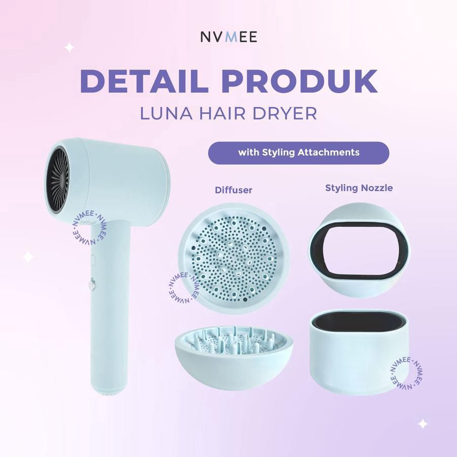 Nvmee Luna Hair Dryer Strong Wind Low Watt Oat 1pcs