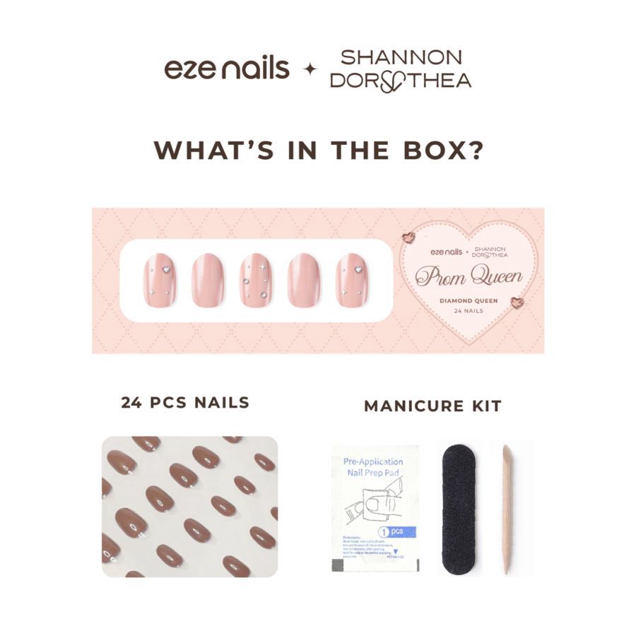 Eze Nails Diamond Queen Kuku Palsu Tempel 24pcs