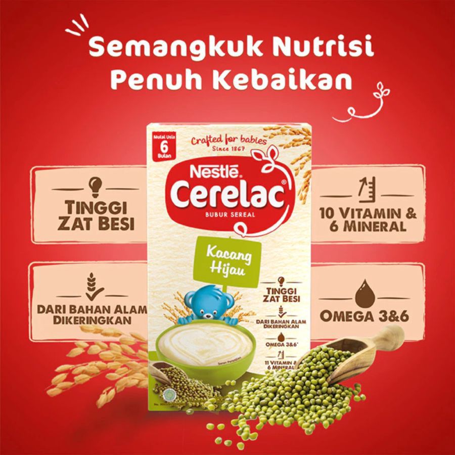 Cerelac Bubur Sereal Kacang Hijau 6+ Bulan Makanan Bayi 120gram