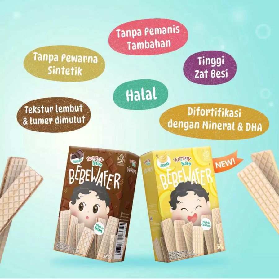 Yummy Bites Bebewafer Chocolate Snack Bayi 9+ Bulan 36gram