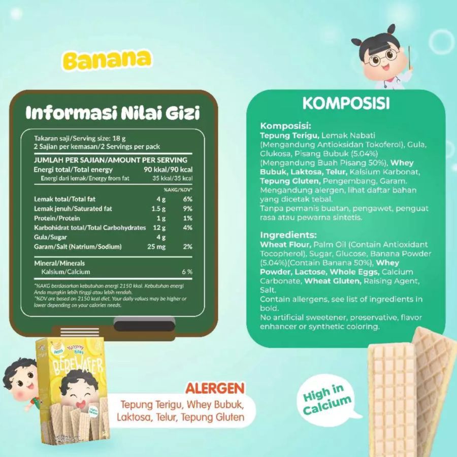 Yummy Bites Bebewafer Banana Snack Bayi 9+ Bulan 36gram