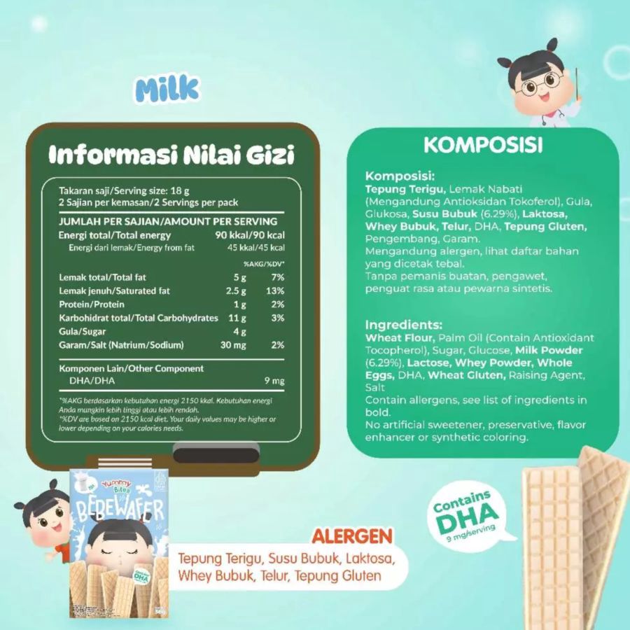 Yummy Bites Bebewafer Milk Snack Bayi 9+ Bulan 36gram
