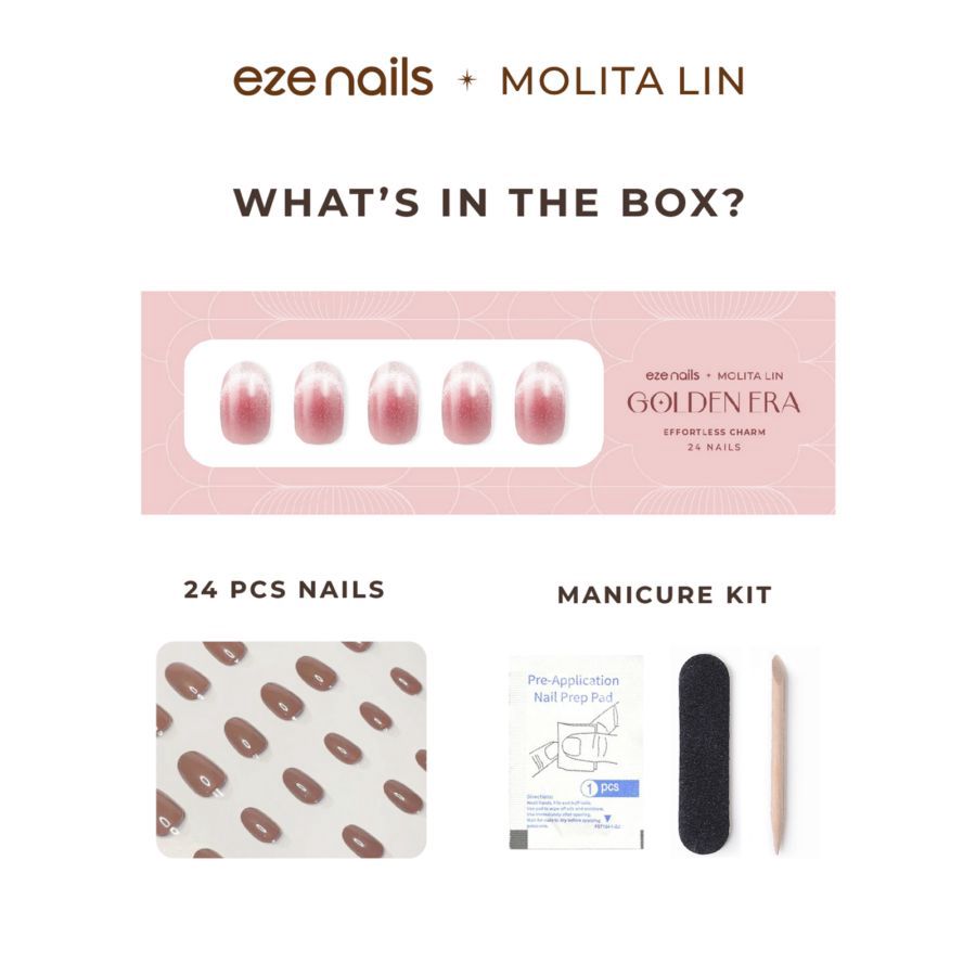 Eze Nails Effortless Charm Kuku Palsu Tempel 24pcs
