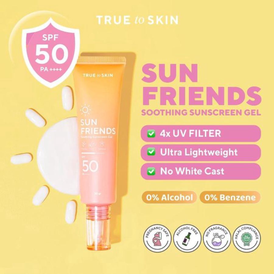 True To Skin Sun Friends Soothing Suncreen Gel SPF 50 PA+++ 30gram
