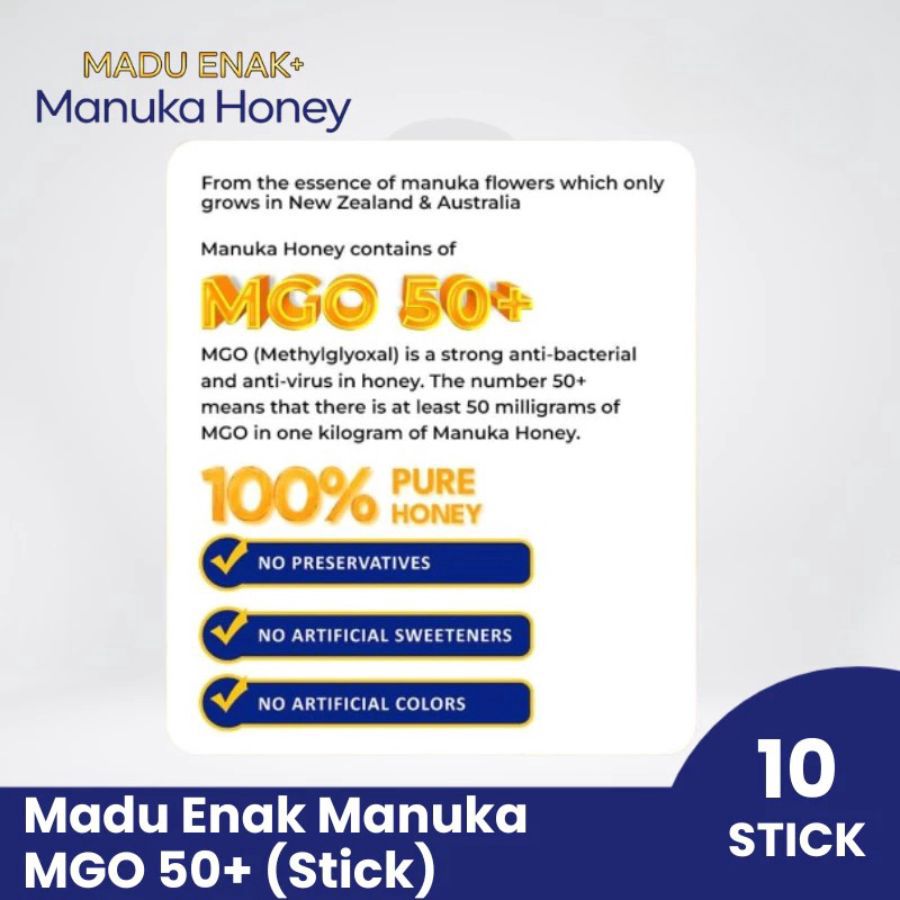 Madu Enak Manuka MGO50 Madu Asli Box 10stick