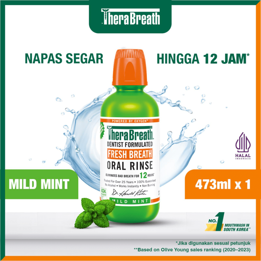 TheraBreath Mild Mint Dentist Formulated Fresh Breath Oral Rinse Mouthwash 473ml