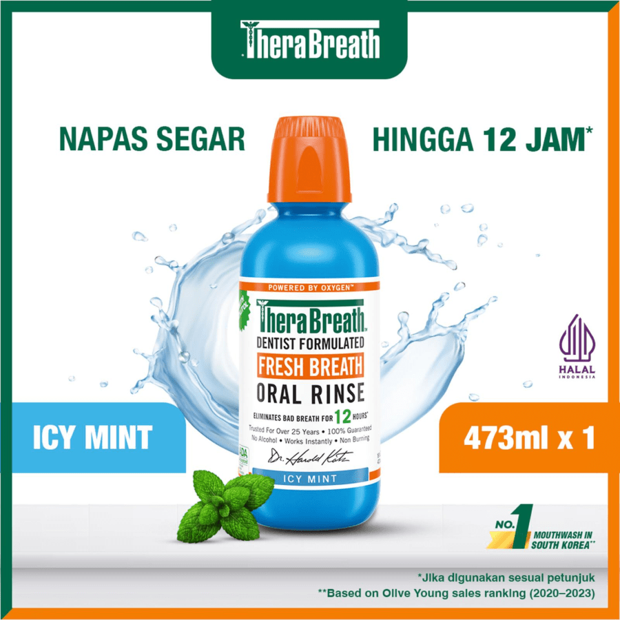 TheraBreath Icy Mint Dentist Formulated Fresh Breath Oral Rise Mouthwash 473ml