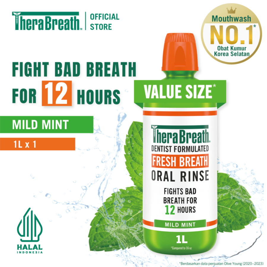 TheraBreath Mild Mint Dentist Formulated Fresh Breath Oral Rise Mouthwash 1liter