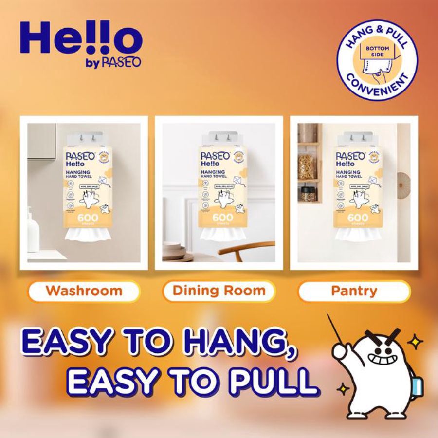 Paseo Hello Hanging Hand Towel Tisu Tangan 600sheets
