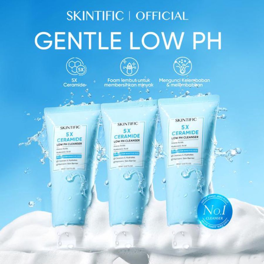 Skintific 5X Ceramide Low pH Cleanser for Sensitive Skin Face Wash 80ml