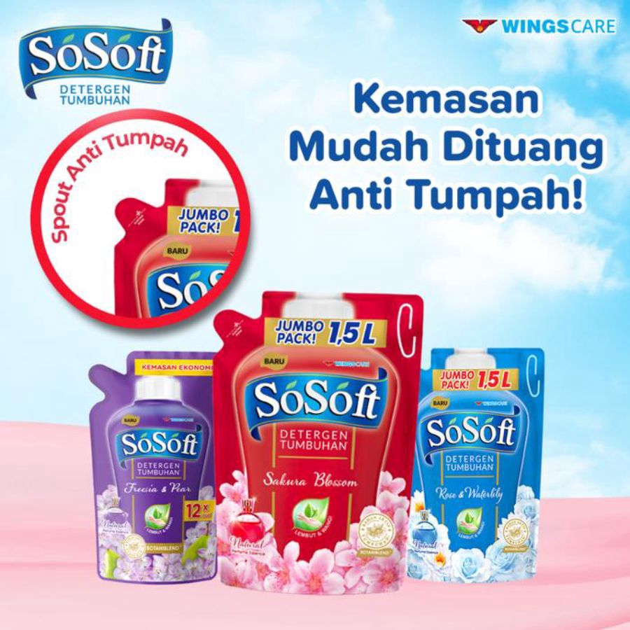 So Soft Sakura Blossom Deterjen Cair Pouch 1500ml
