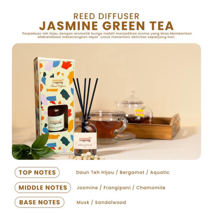 Summerspring Reed Diffuser Jasmine Green Tea Pengharum Ruangan 40ml