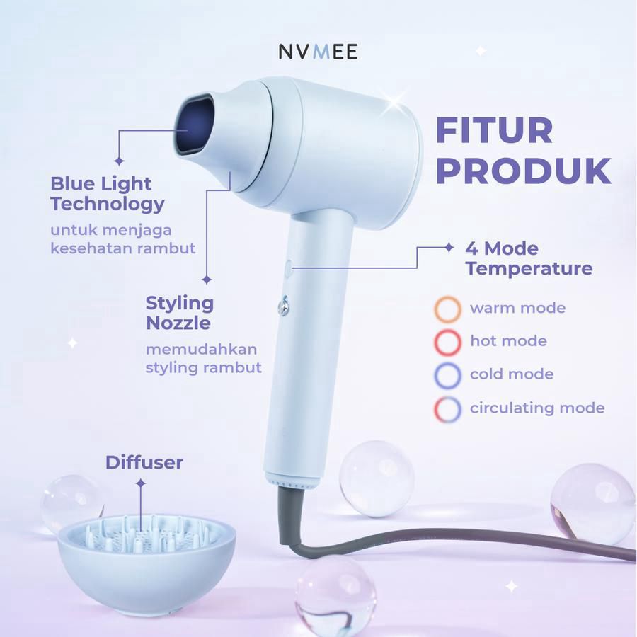 Nvmee Luna Hair Dryer Strong Wind Low Watt Oat 1pcs