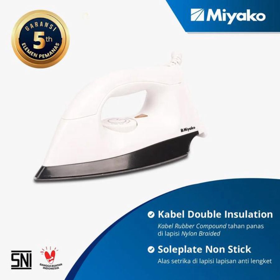 Miyako Setrika Pakaian Anti Lengket Pink 395 Watt EI1000MPK 1pcs