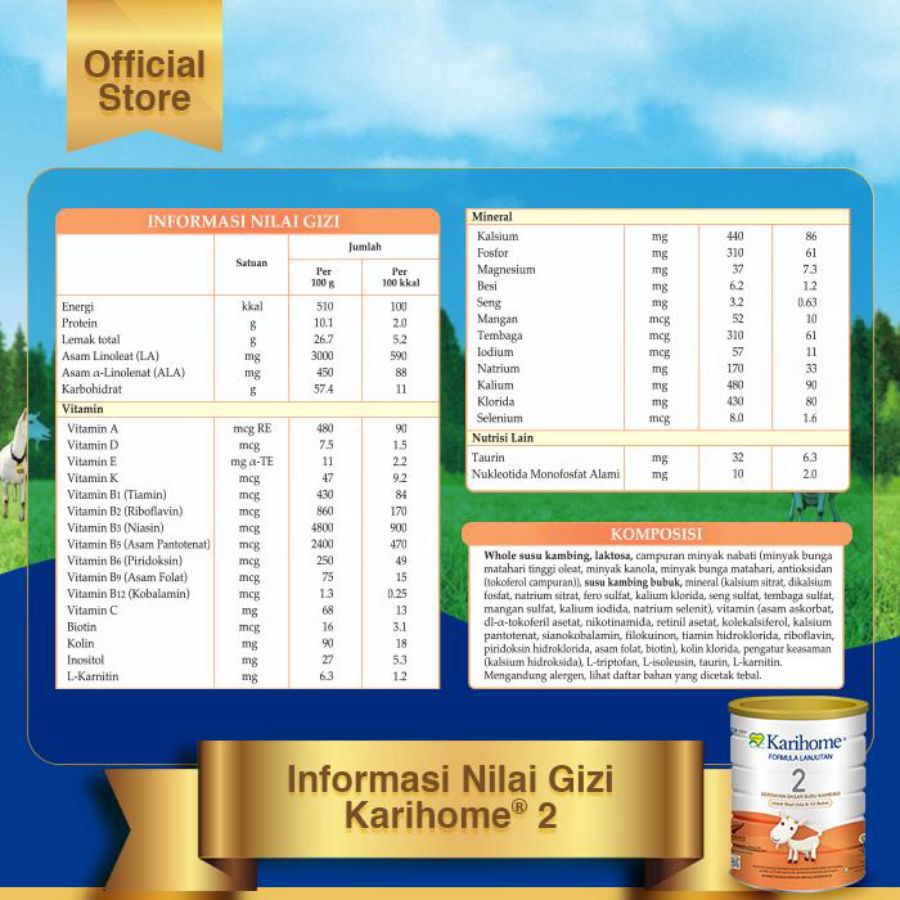 Karihome Baby 2 Goat Milk Susu Formula Lanjutan 6-12 Bulan 400gram