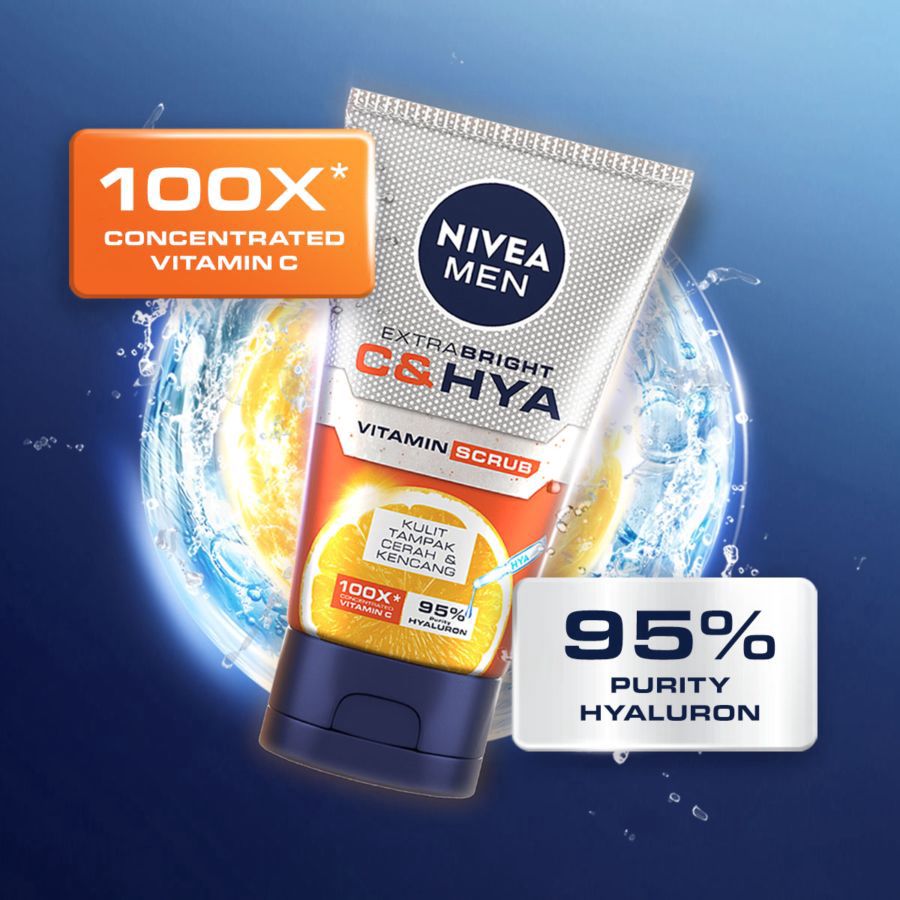 Nivea Men Extra Bright C & HYA Vitamin Scrub Facial Wash 100ml