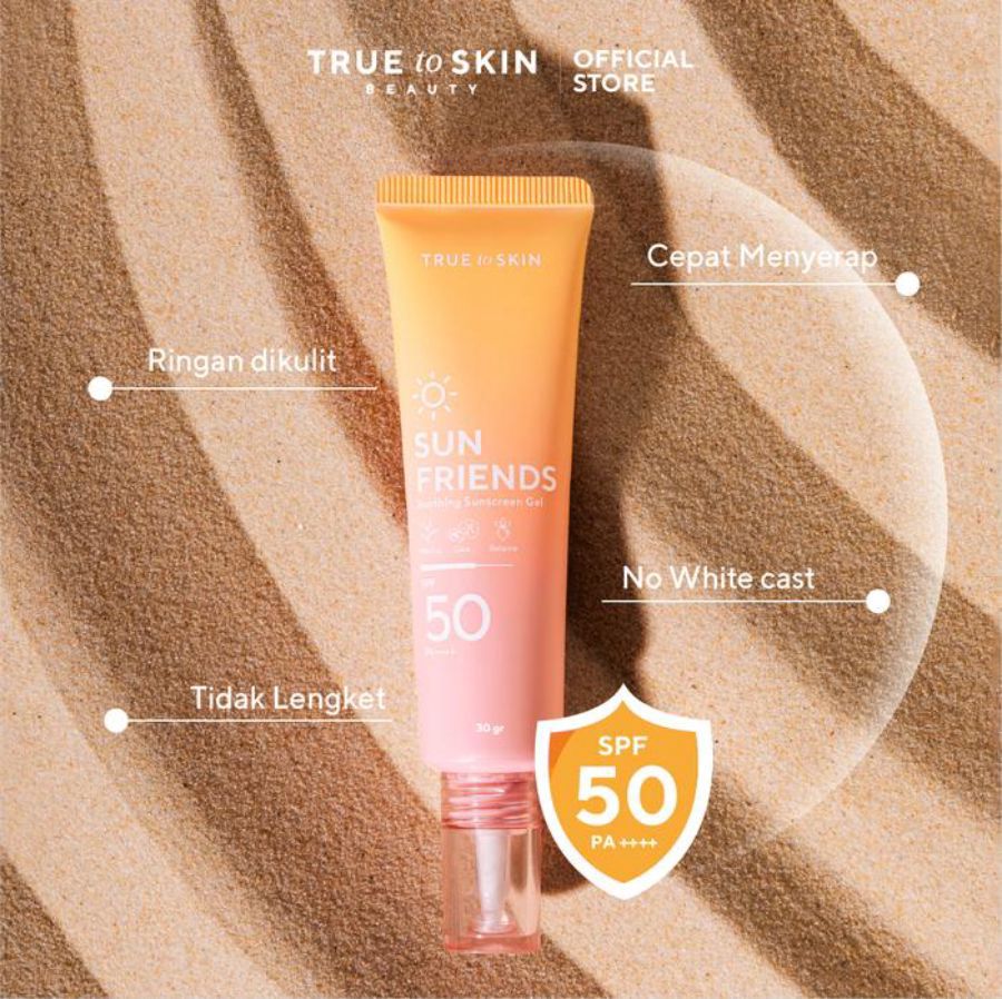 True To Skin Sun Friends Soothing Suncreen Gel SPF 50 PA+++ 30gram