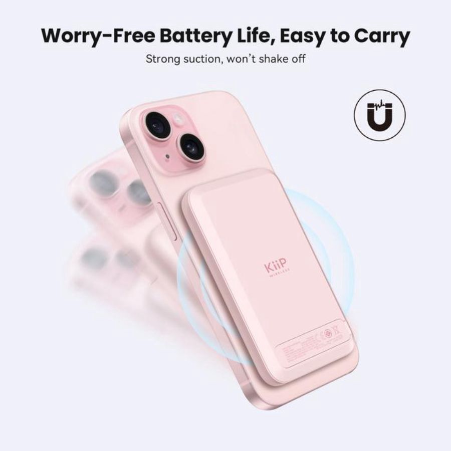 Kiip Magnetic Wireless Power Bank EW31 2in1 10000 mAh Abu-Abu 1pcs