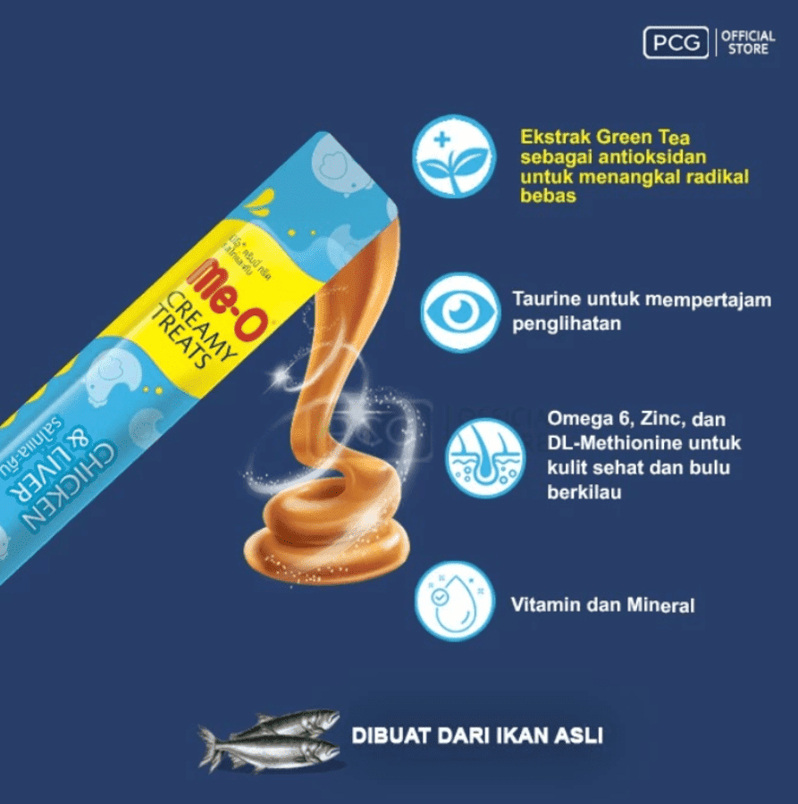 Me-O Creamy Treats Chicken & Liver Snacks Kucing 60gram