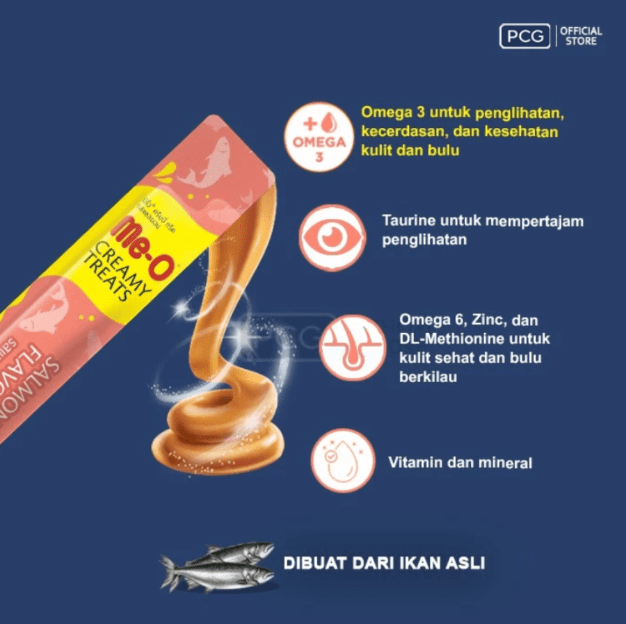 Me-O Creamy Treats Salmon Snacks Kucing 60gram