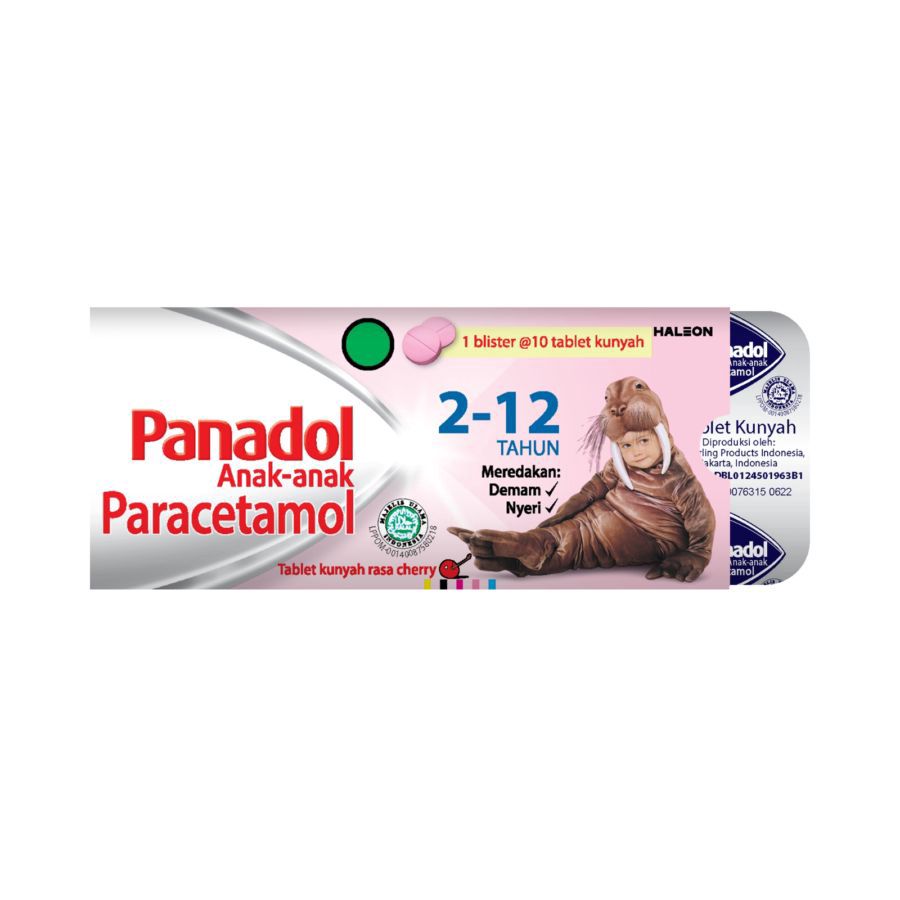 Panadol Anak Cherry Tablet Kunyah Obat Sakit Kepala dan Flu Strip 10kaplet