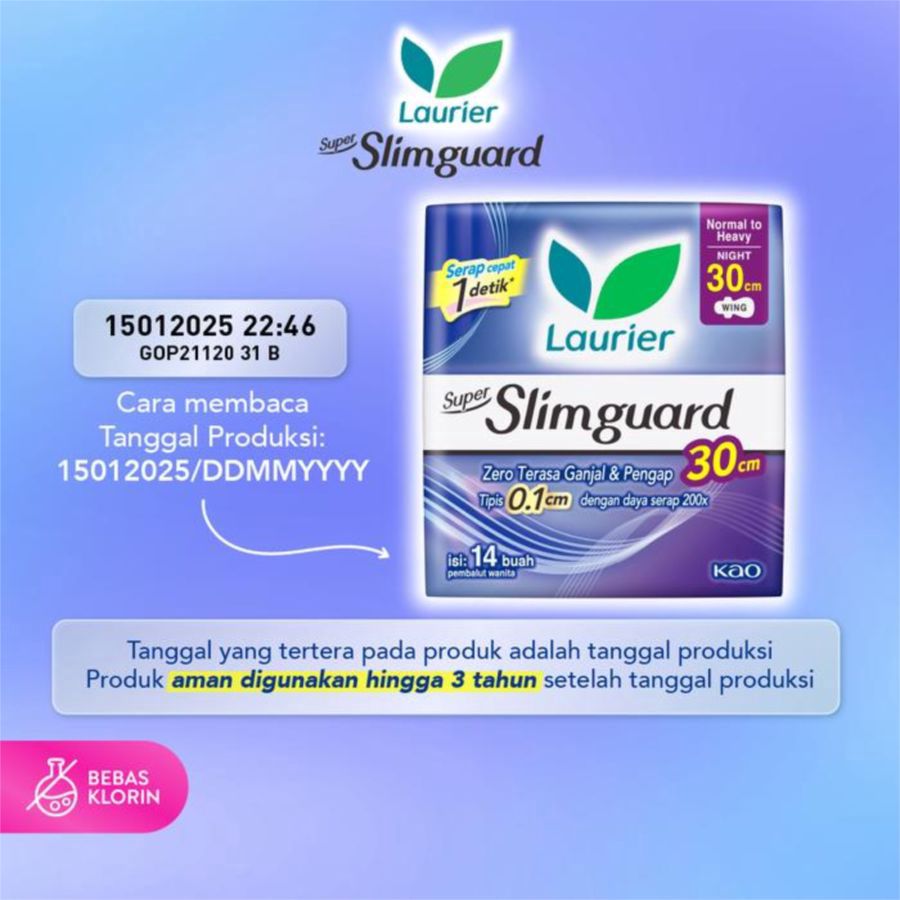 Laurier Super Slimguard Night Wing 30cm Pembalut Kewanitaan 14pcs