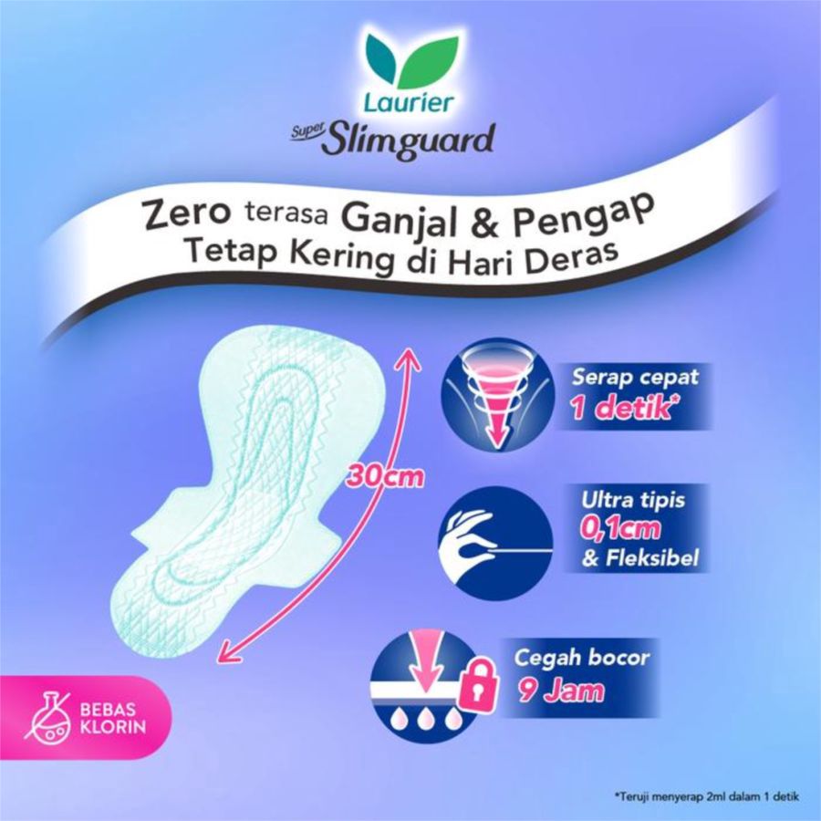 Laurier Super Slimguard Night Wing 30cm Pembalut Kewanitaan 14pcs