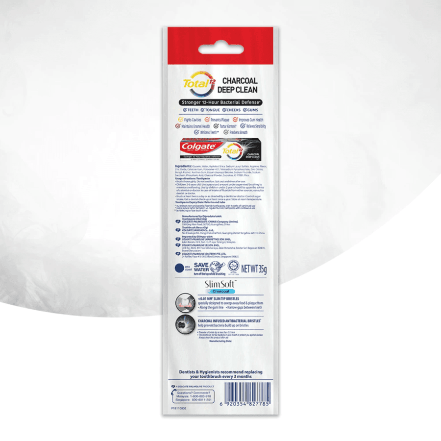 Colgate Total 12 Slimsoft Charcoal Travel Kit 1pack, 35gram