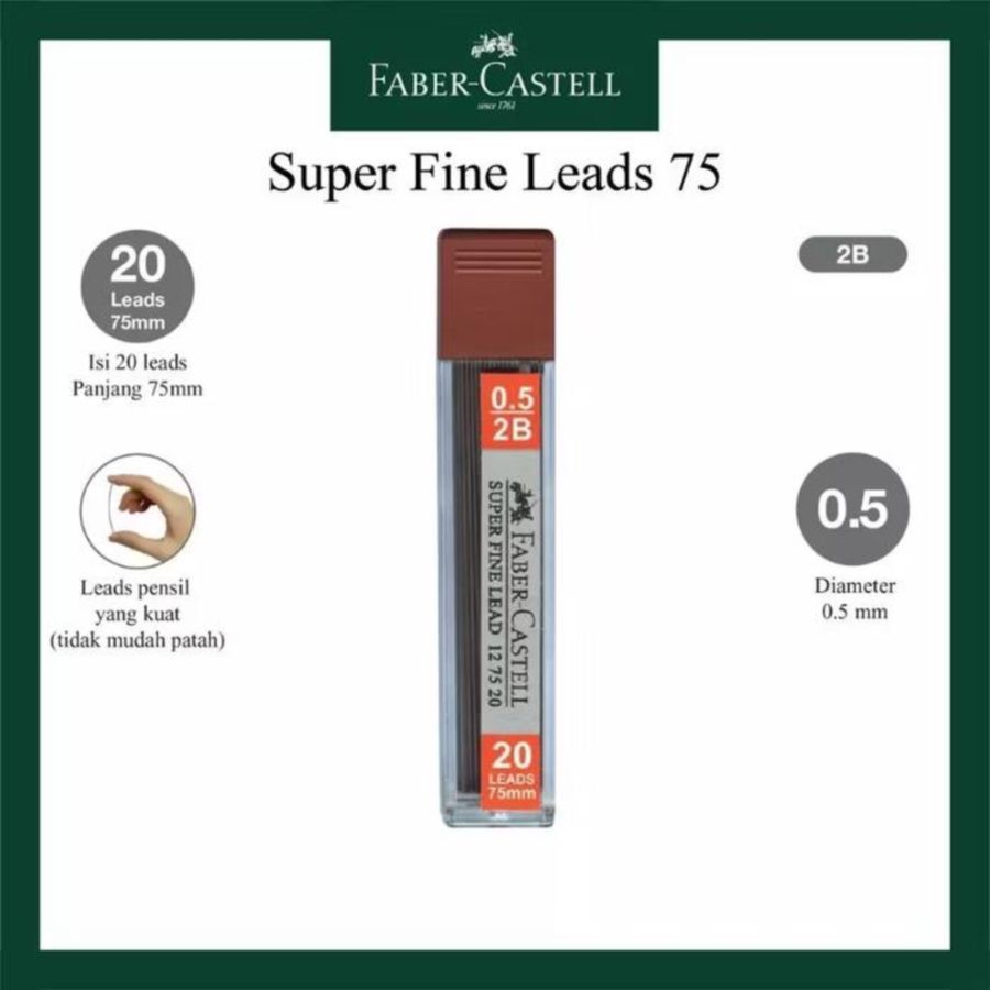 Faber-Castell Super Fine Lead Isi Ulang Pensil Mekanik 2B 0.5mm 1tubes