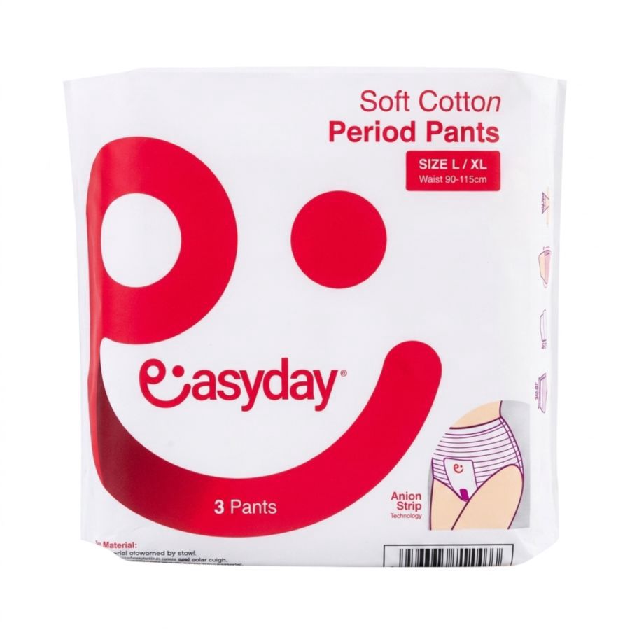 Easyday Soft Cotton Period Pants Size L/XL Waist 90-155cm Pembalut Kewanitaan 3pads