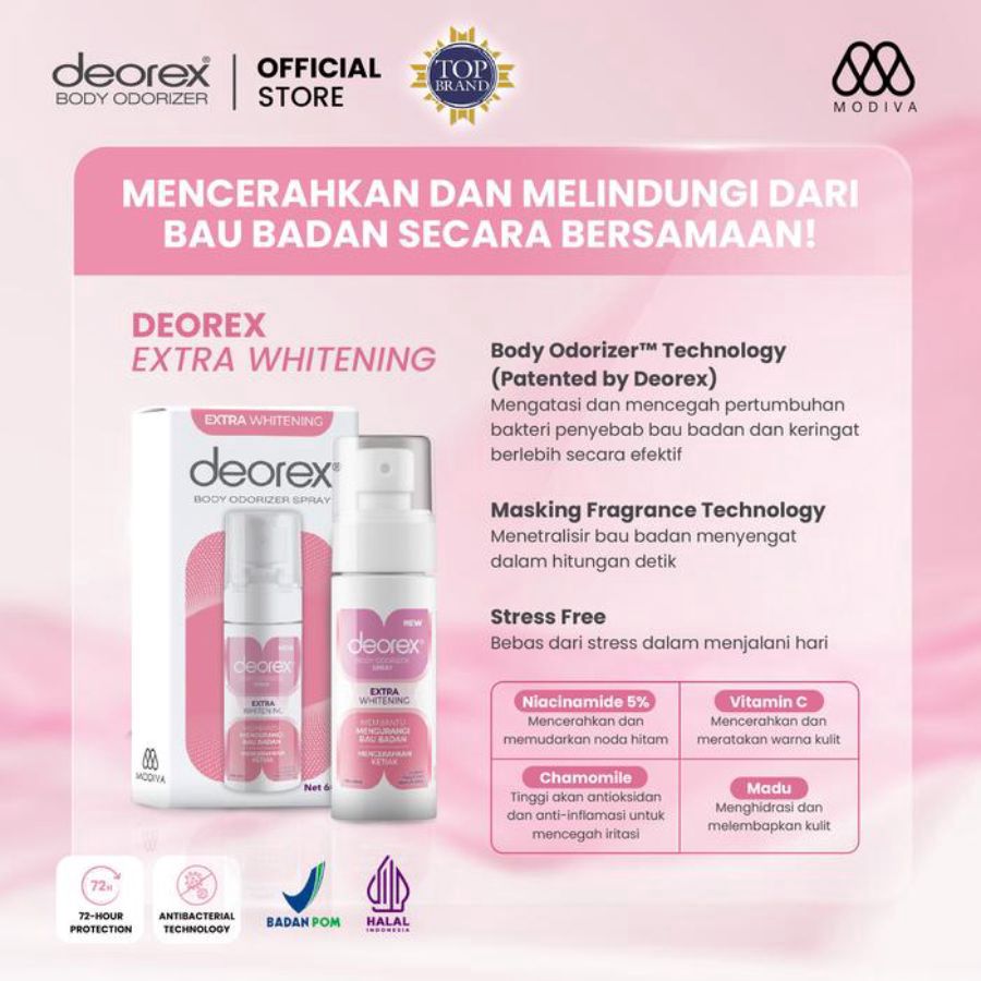 Deorex Extra Whitening Body Odorizer Spray 60ml