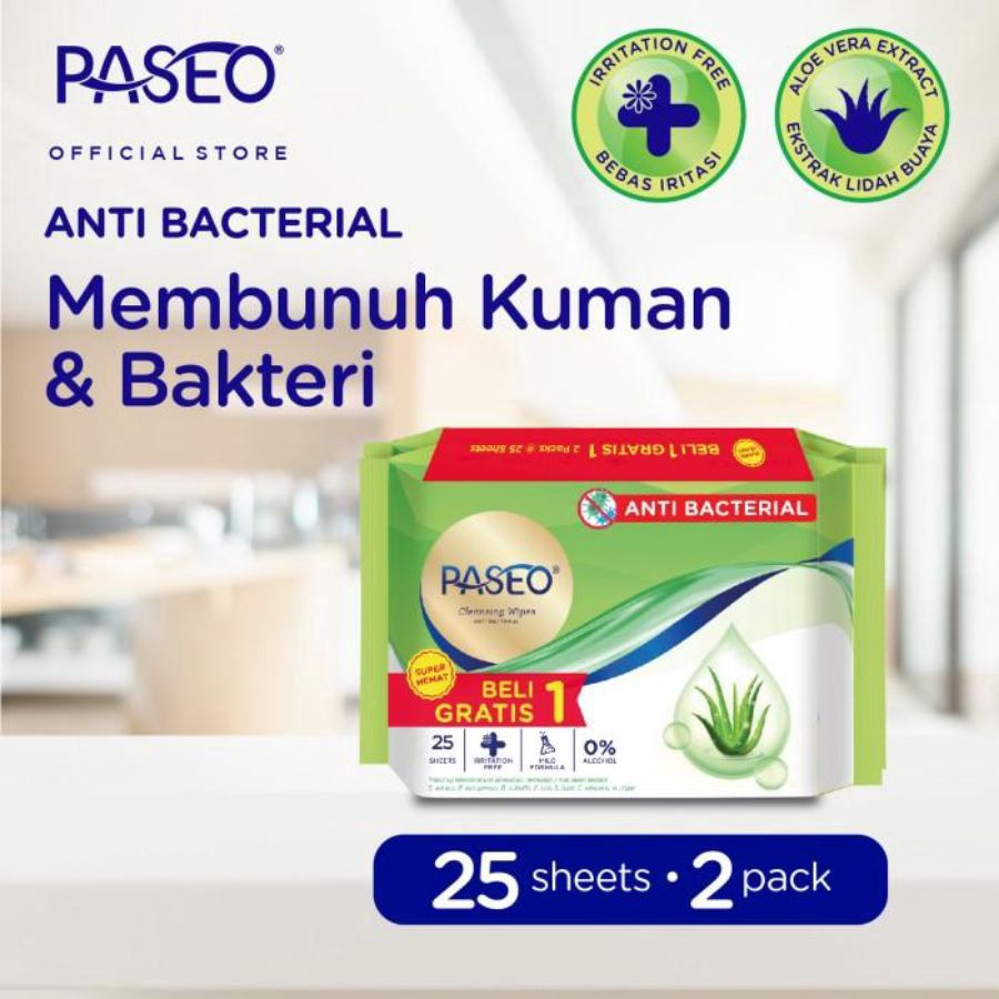 Buy 1 Get 1 Paseo Anti Bacterial Wet Wipes 25sheets
