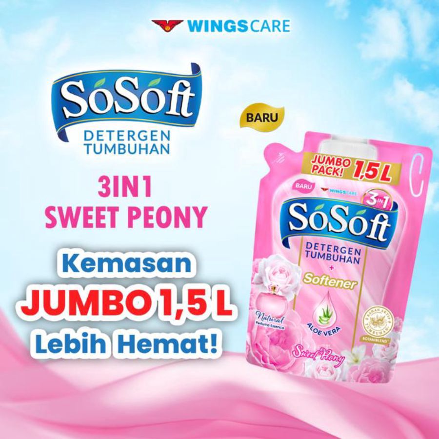 So Soft Sweet Peony Deterjen Cair Pouch 1500ml